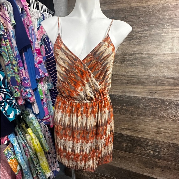 Forever 21 Orange and Brown Ruched Wrap Sundress - Picture 1 of 10